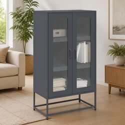 Anthracite Highboard Storage Cabinet - 68x39x123cm