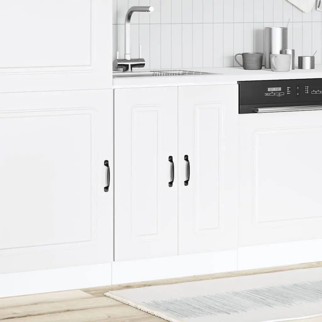 White Sink Base Cabinet Storage 60x46x81.5cm Engineered Wood for Kitchen Use