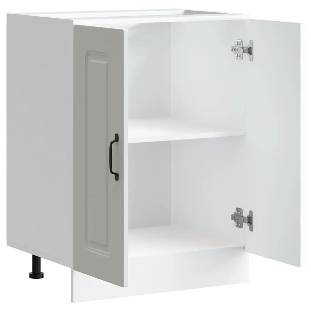 White Sink Base Cabinet Storage 60x46x81.5cm Engineered Wood for Kitchen Use