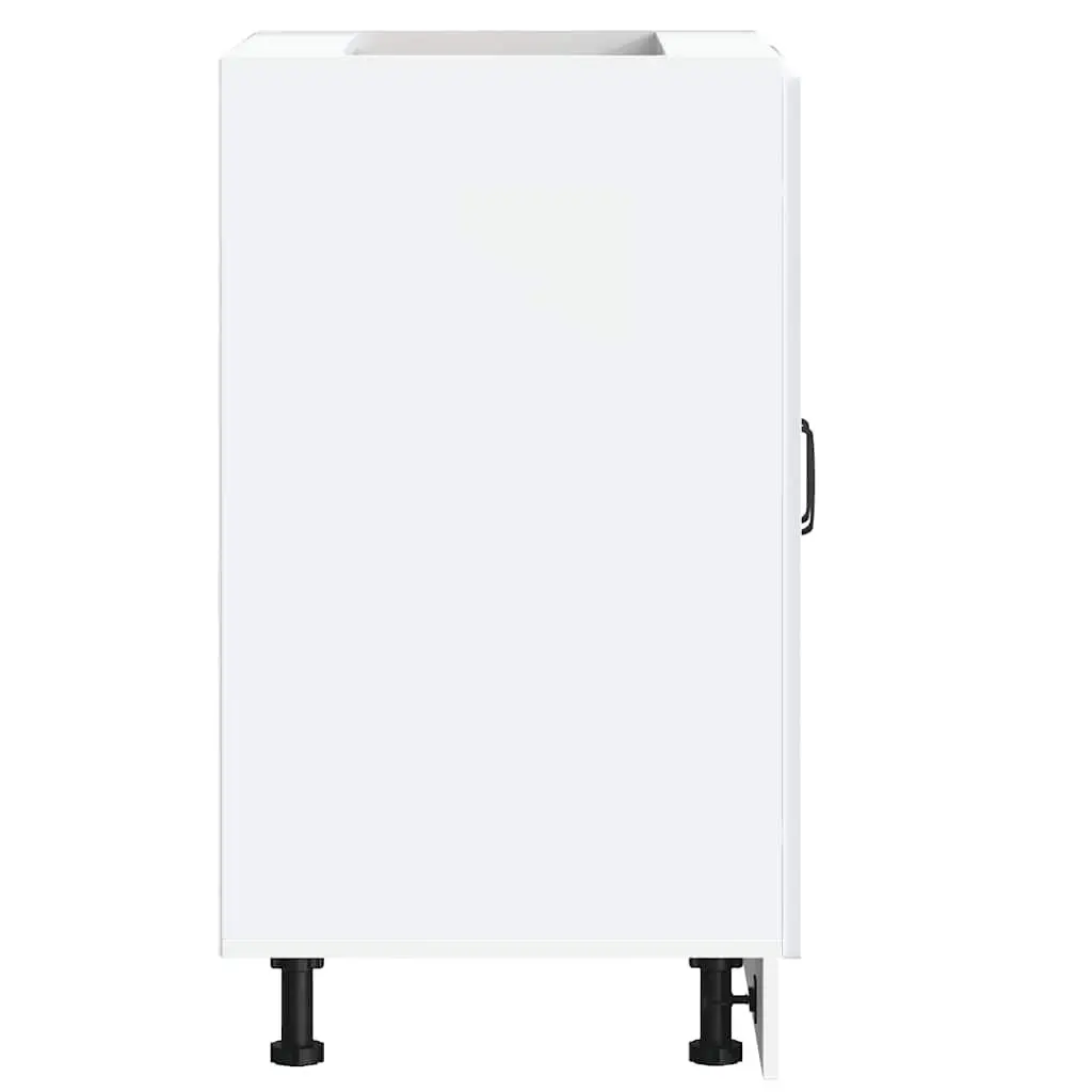 White Sink Base Cabinet Storage 60x46x81.5cm Engineered Wood for Kitchen Use