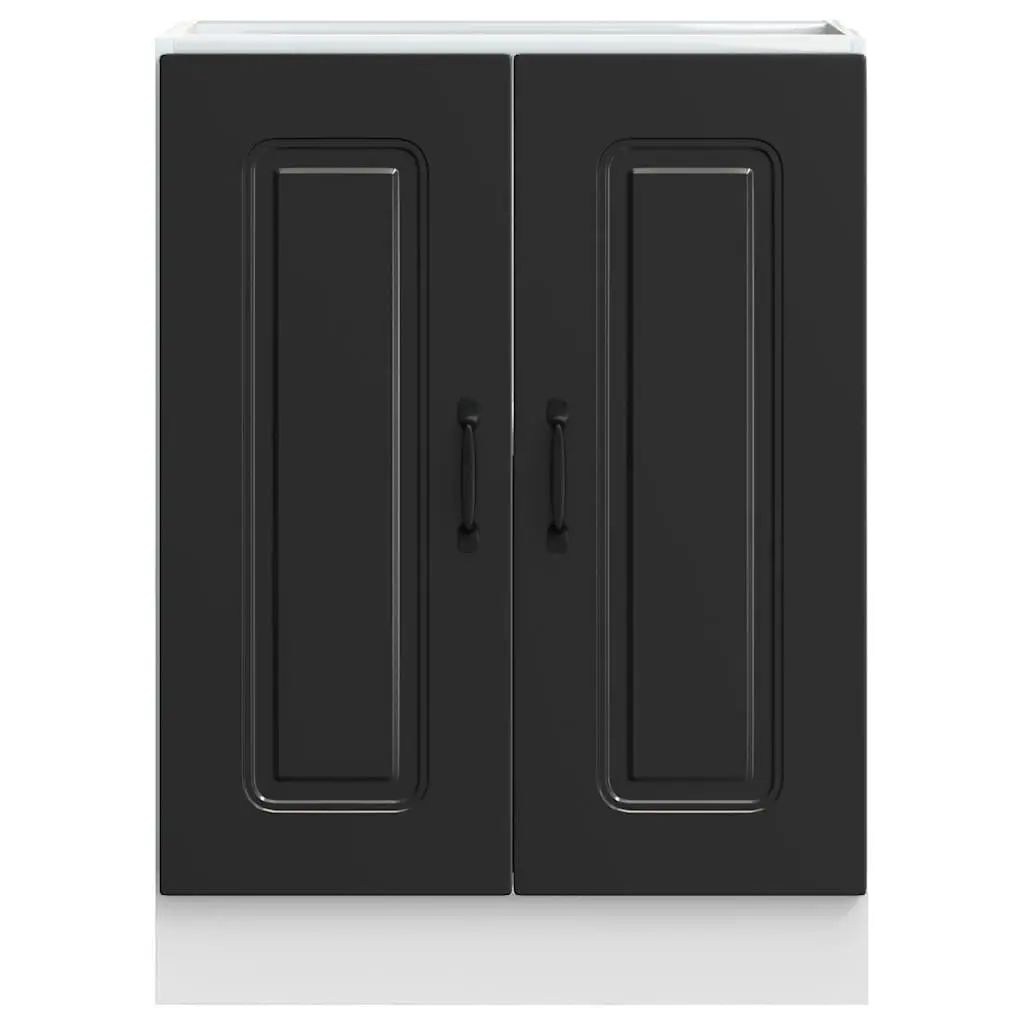 Sink Base Cabinet Kitchen Storage Engineered Wood Black 60x46x81.5cm Unit