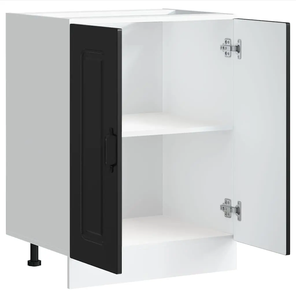 Sink Base Cabinet Kitchen Storage Engineered Wood Black 60x46x81.5cm Unit