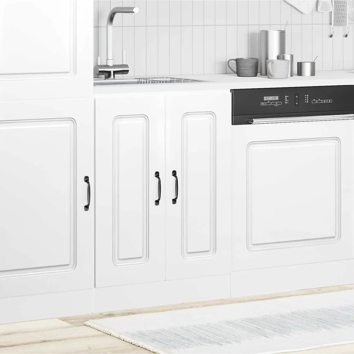 Sink Base Cabinet Kitchen Storage Cupboard White Engineered Wood 60x46x81.5cm