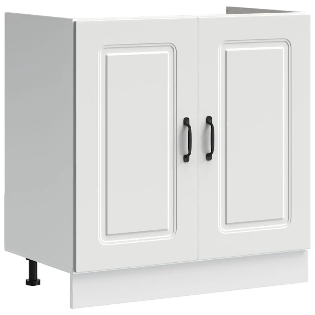 Sink Base Cabinet Kitchen Storage Engineered Wood White 80x46x81.5cm Organiser