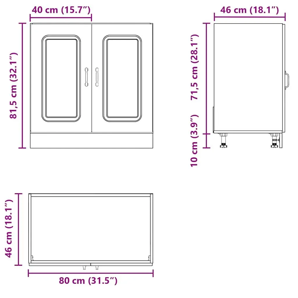 Sink Base Cabinet Kitchen Storage Engineered Wood White 80x46x81.5cm Organiser