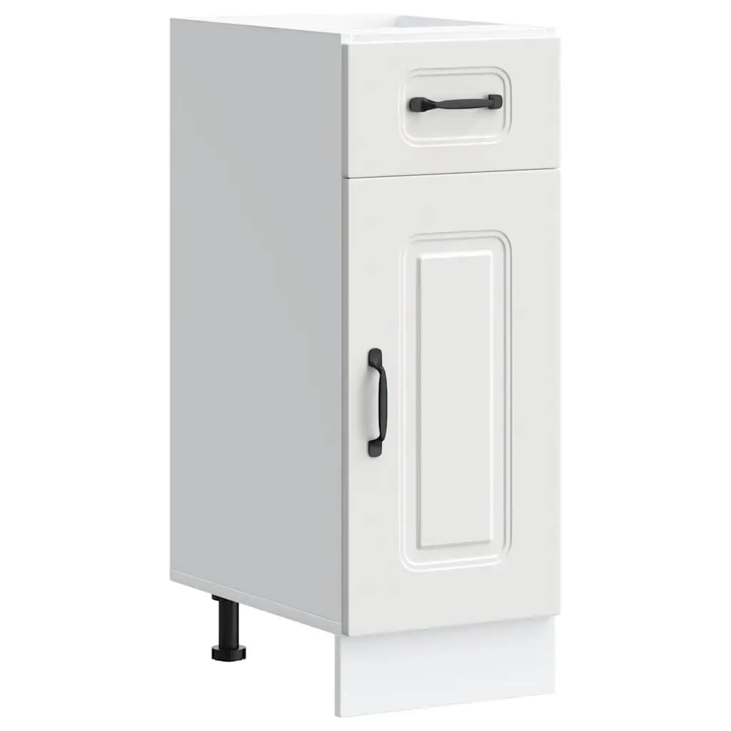 White Engineered Wood Base Cabinet for Kitchen Storage with Adjustable Feet