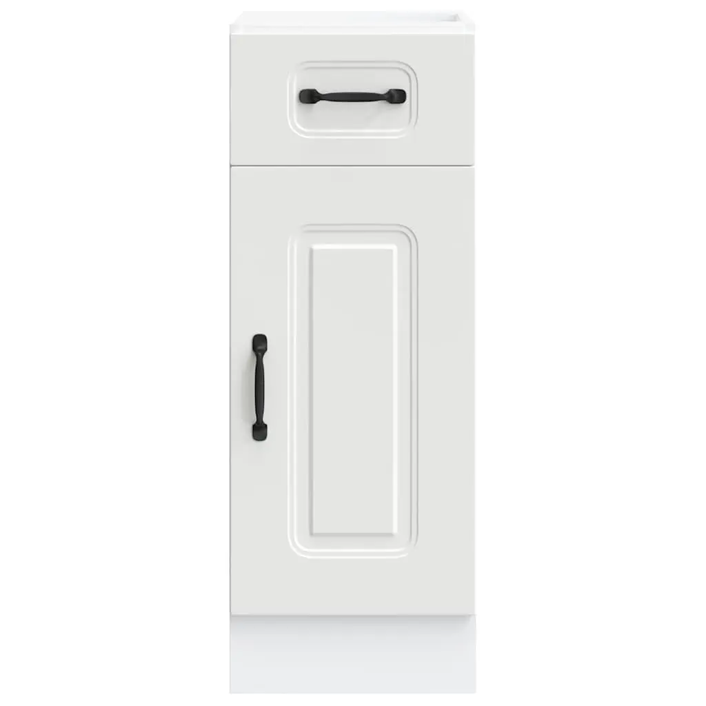 White Engineered Wood Base Cabinet for Kitchen Storage with Adjustable Feet