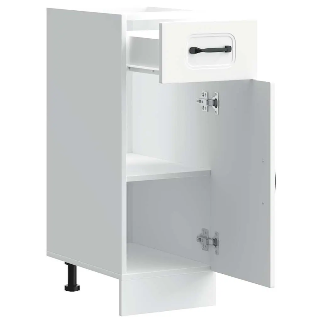 White Engineered Wood Base Cabinet for Kitchen Storage with Adjustable Feet