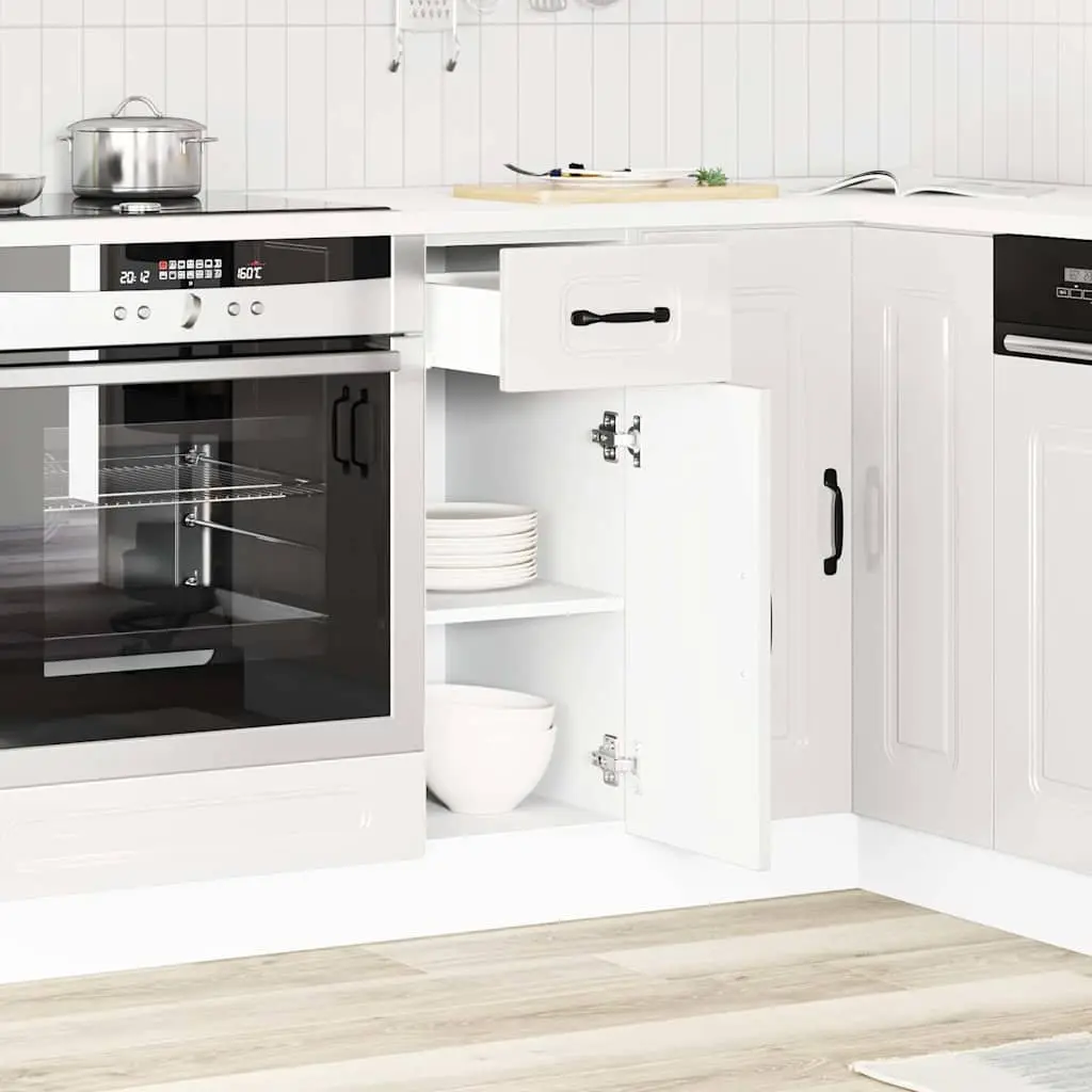 Kitchen Base Cabinet White High Gloss Engineered Wood Storage Cupboard Unit