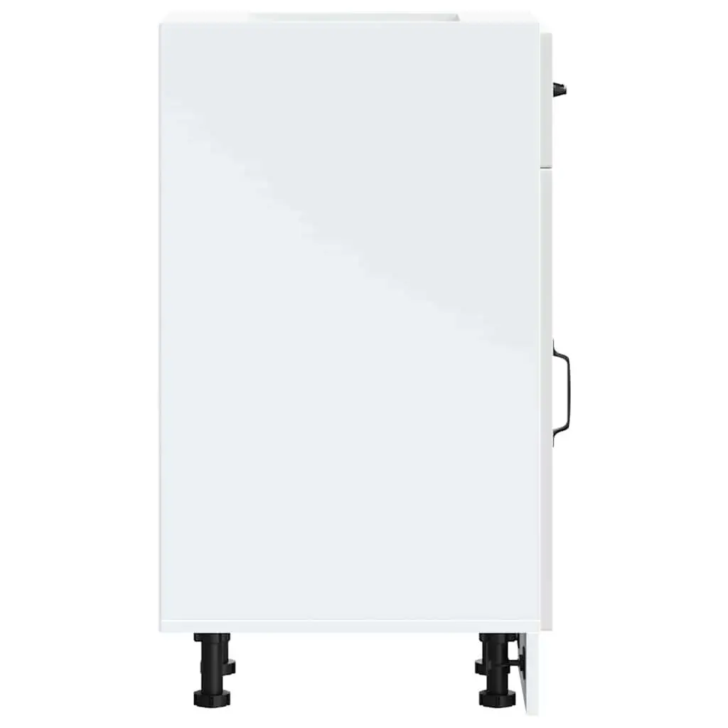 Kitchen Base Cabinet White High Gloss Engineered Wood Storage Cupboard Unit