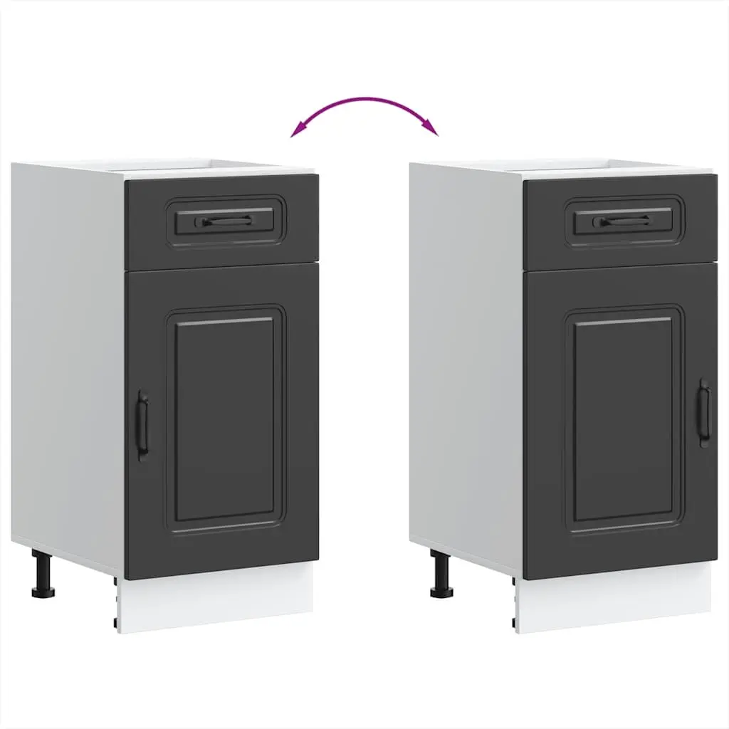 Kitchen Base Cabinet Black Engineered Wood Storage Cupboard Organiser