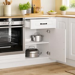 White Kitchen Base Cabinet: Engineered Wood, Adjustable Feet