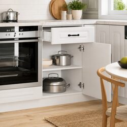White High Gloss Kitchen Base Cabinet with Ample Storage
