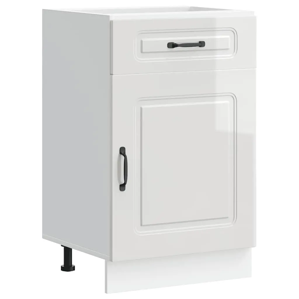 White High Gloss Kitchen Base Cabinet with Ample Storage