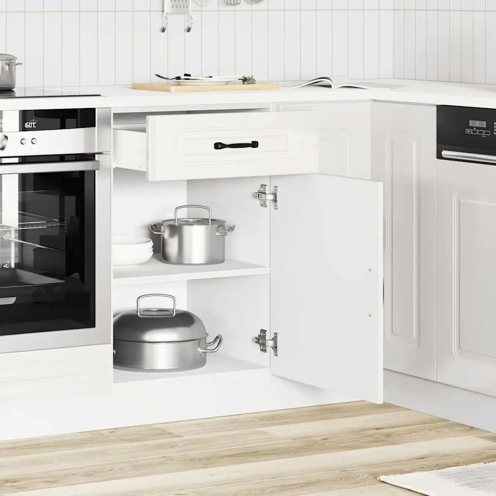 White High Gloss Kitchen Base Cabinet with Ample Storage
