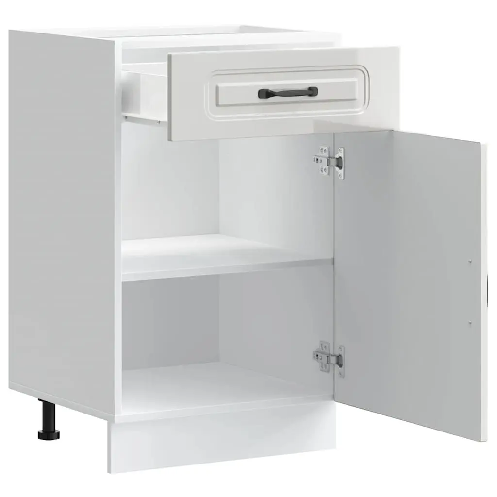 White High Gloss Kitchen Base Cabinet with Ample Storage