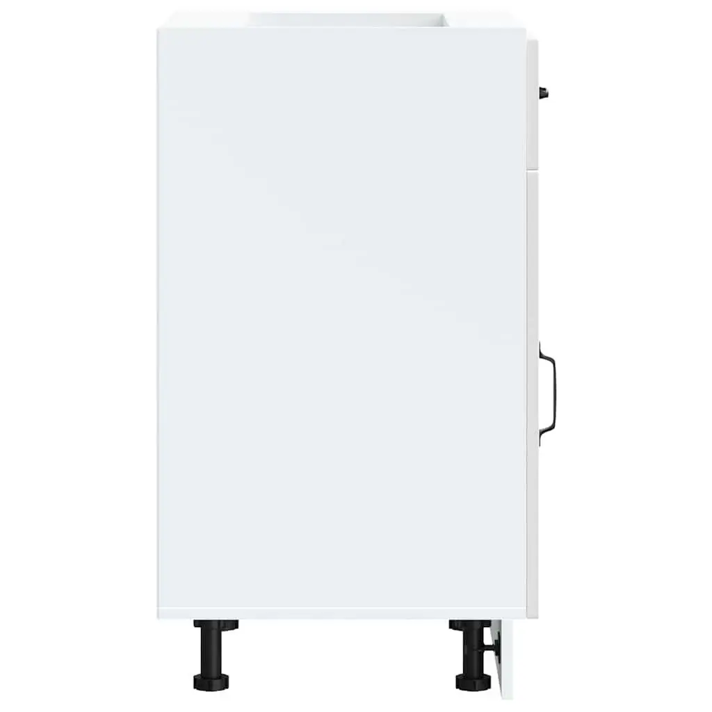 White High Gloss Kitchen Base Cabinet with Ample Storage
