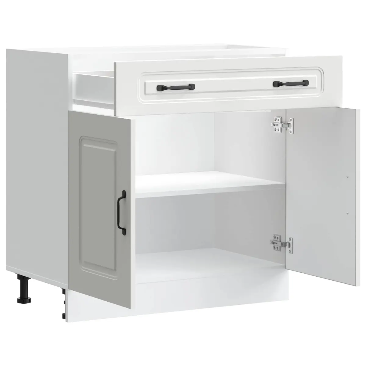 Kitchen Base Cabinet White Storage Cupboard Engineered Wood Adjustable Feet
