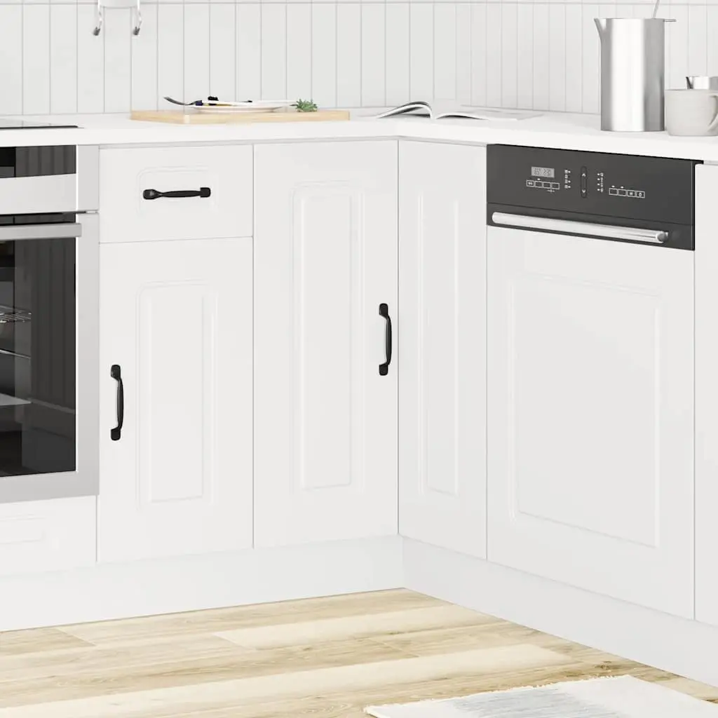 Kitchen Corner Base Cabinet White Engineered Wood Storage Cupboard Doors