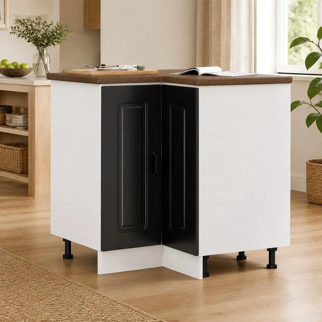 Engineered Wood Kitchen Corner Cabinet with Adjustable Feet