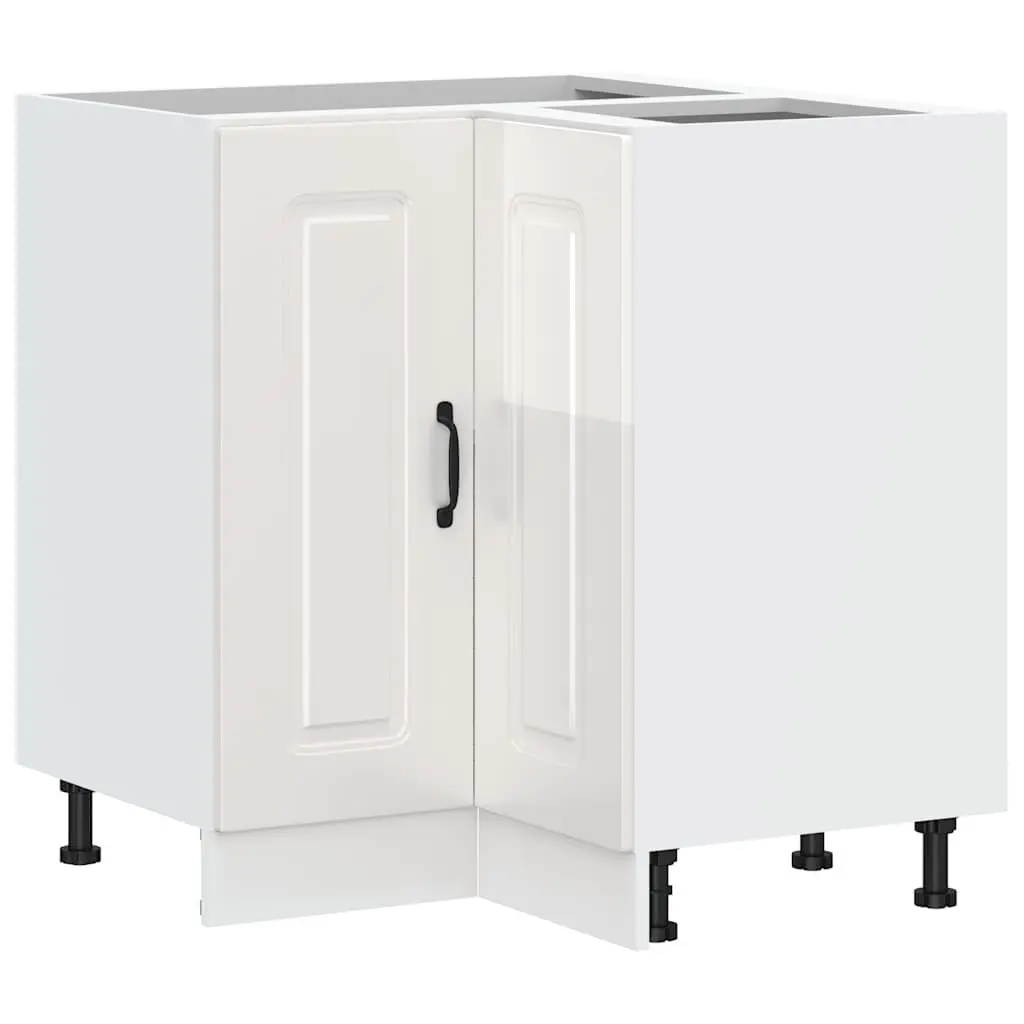 Engineered Wood Corner Base Cabinet in Glossy White