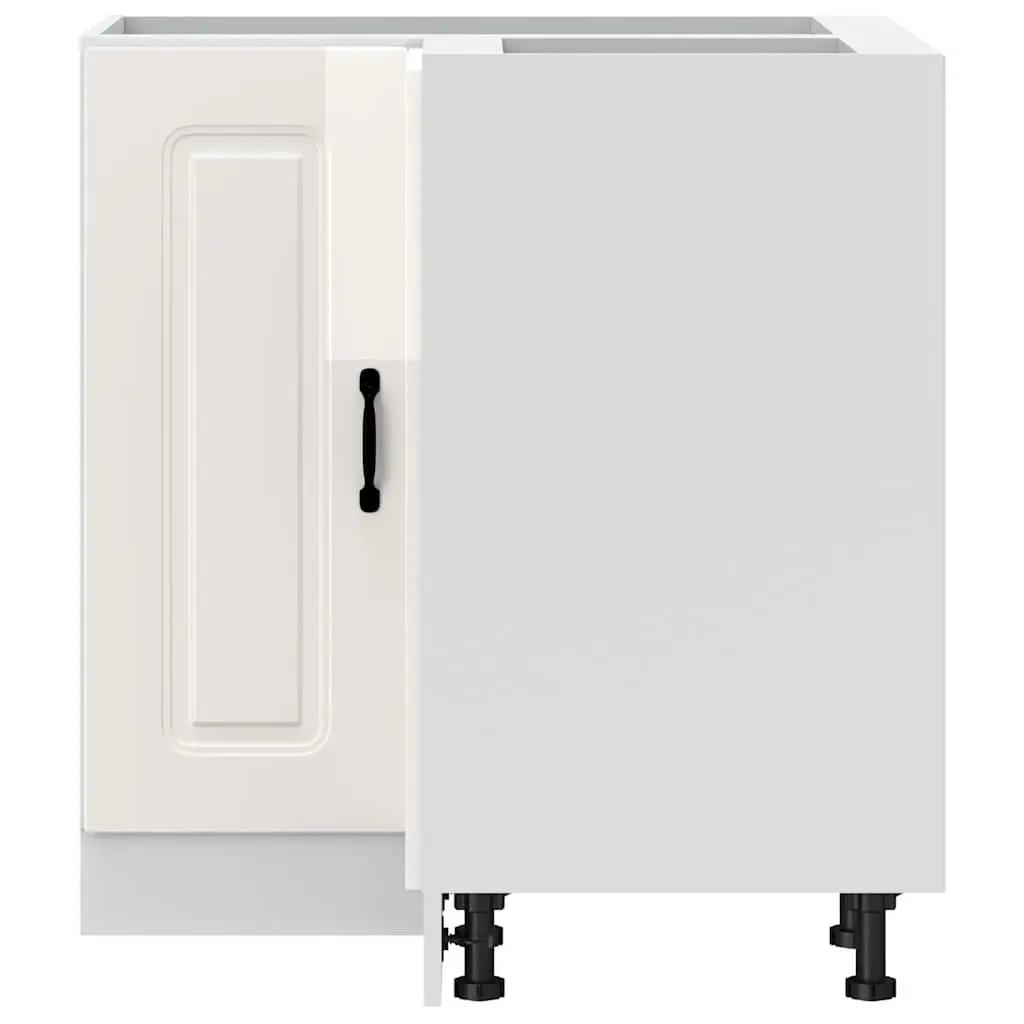 Engineered Wood Corner Base Cabinet in Glossy White