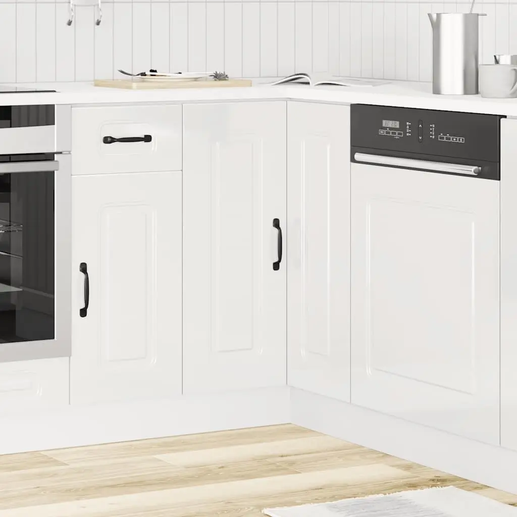 Engineered Wood Corner Base Cabinet in Glossy White