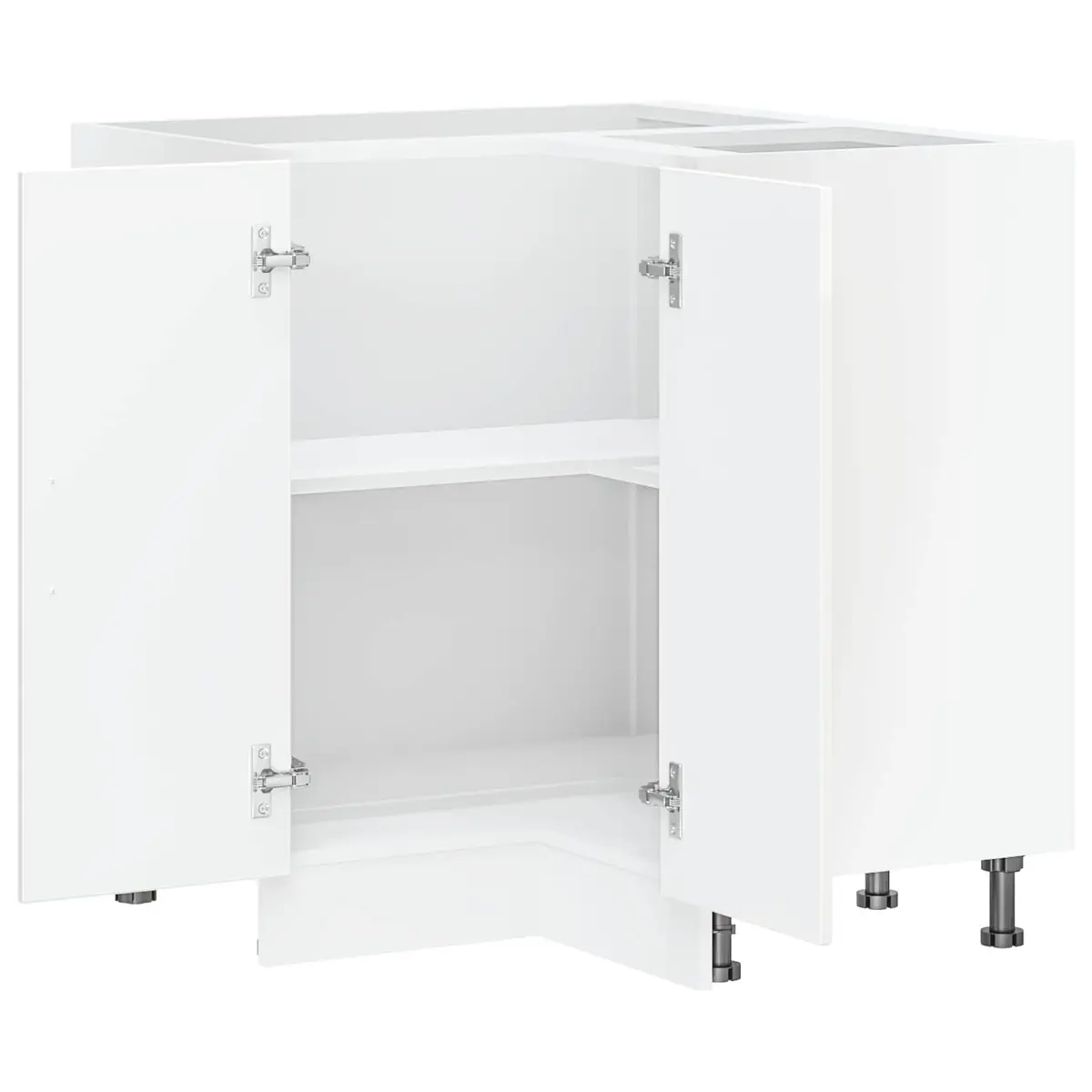 Engineered Wood Corner Base Cabinet in Glossy White