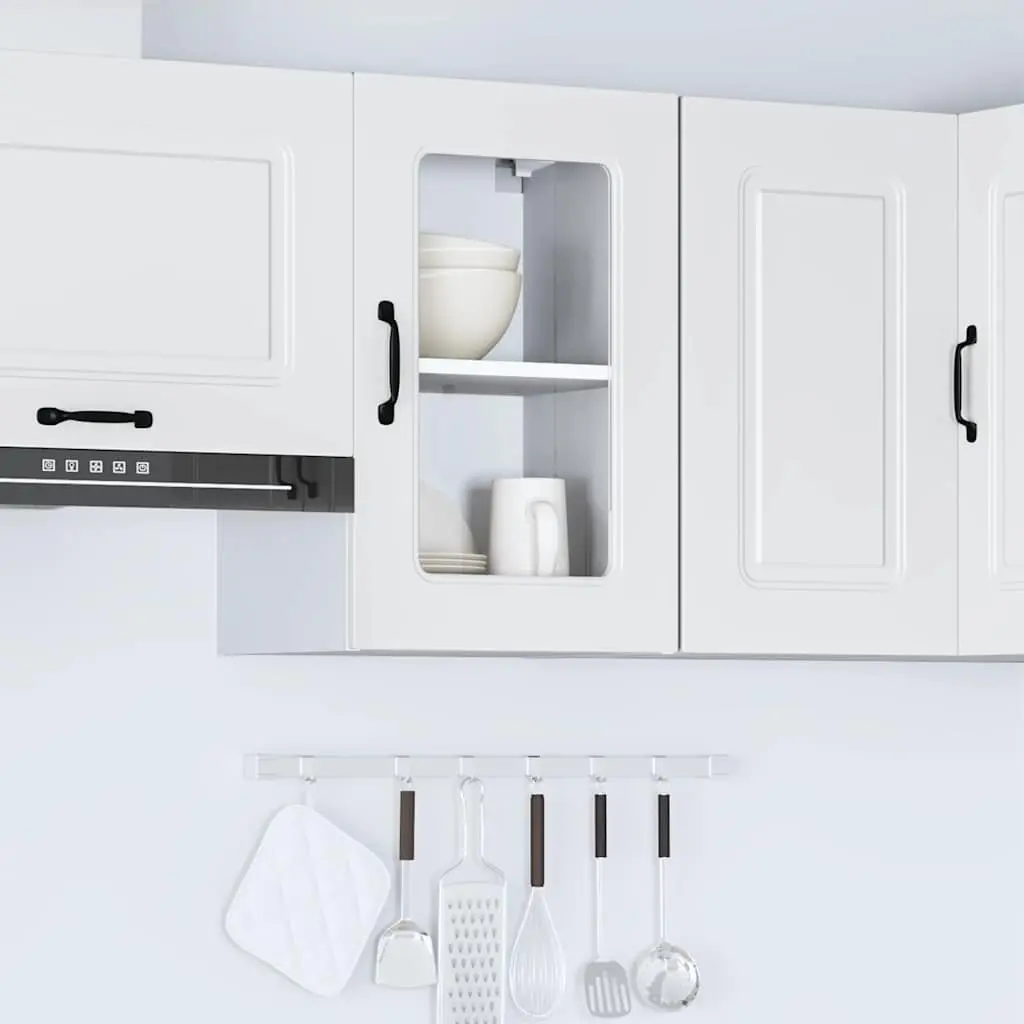 White Engineered Wood Wall Cabinet with Glass Door