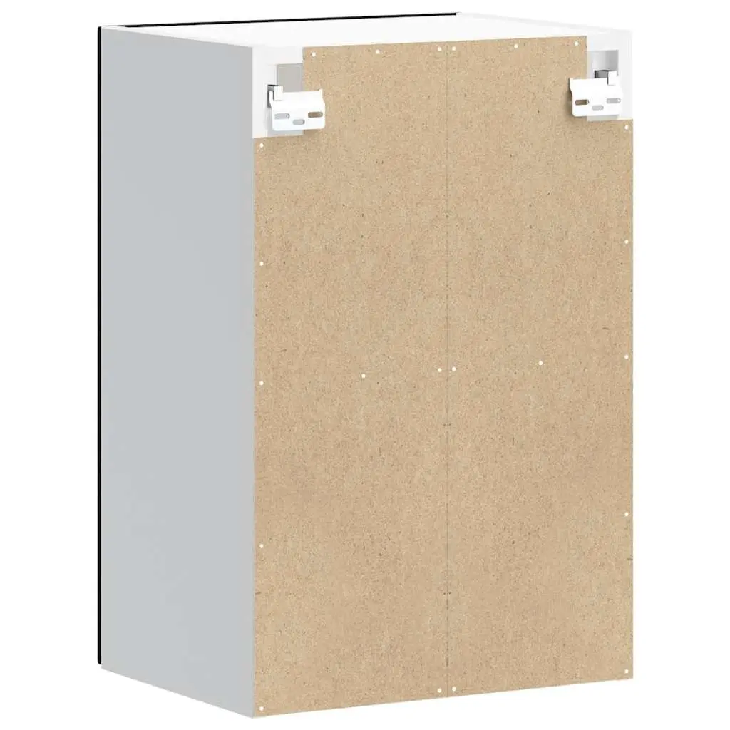 Kitchen Wall Cabinet Glass Door Organizer Black Engineered Wood