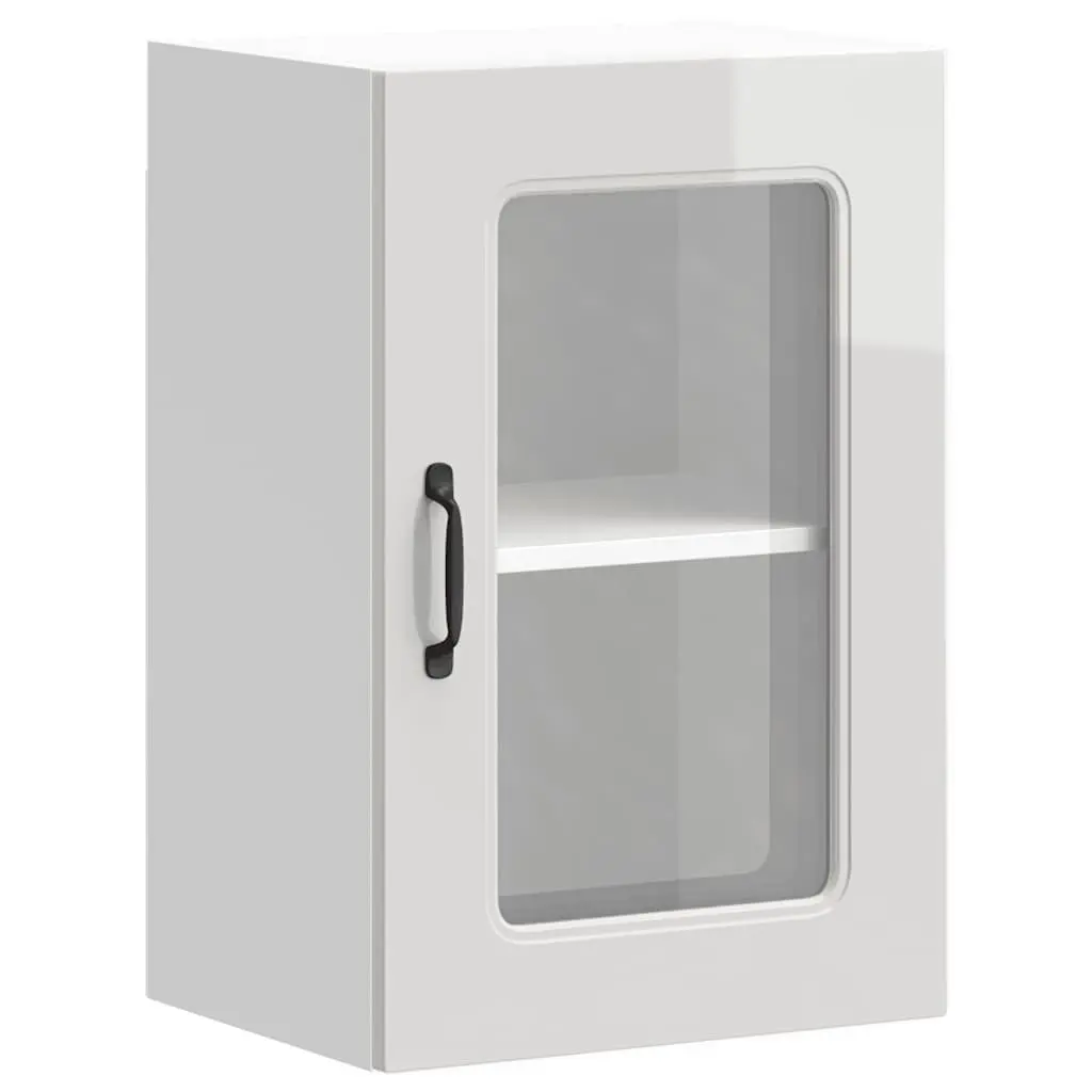 White High Gloss Glass Door Kitchen Cabinet