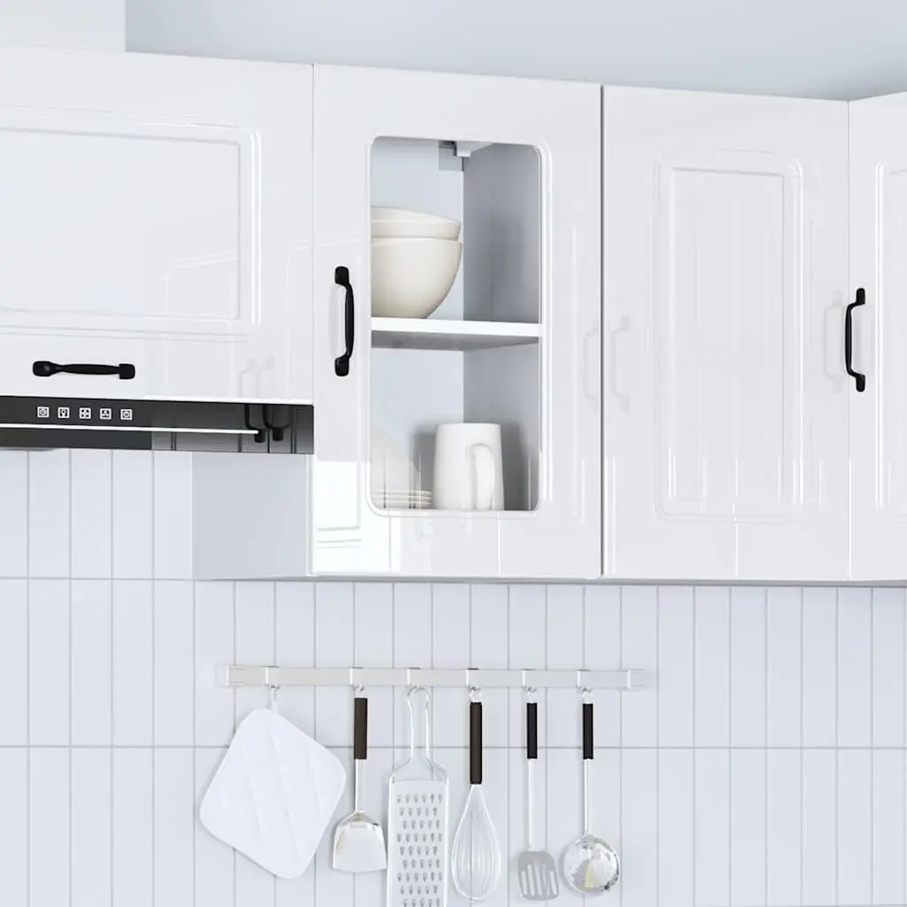 White High Gloss Glass Door Kitchen Cabinet