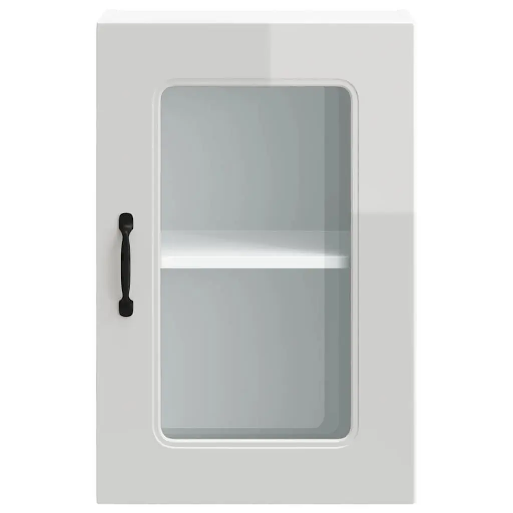 White High Gloss Glass Door Kitchen Cabinet