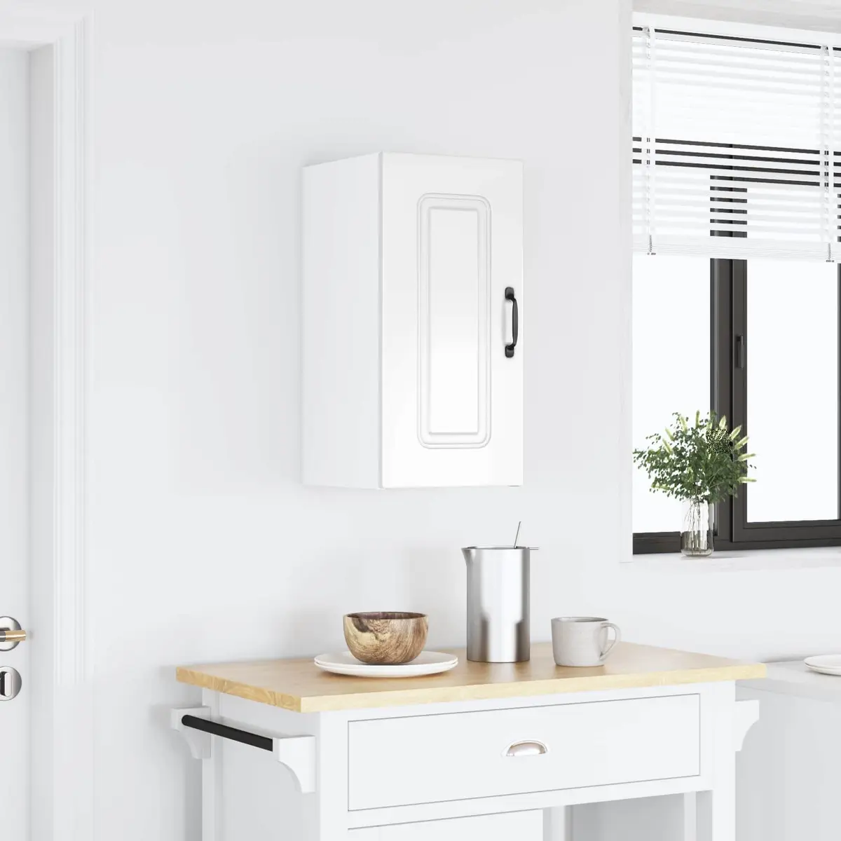 Engineered Wood Kitchen Storage Cupboard White High Gloss Wall Cabinet