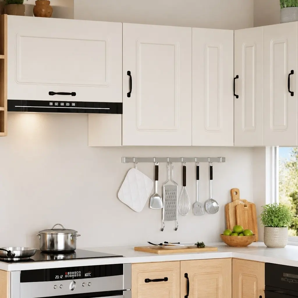 White Engineered Wood Kitchen Wall Cabinet Storage Cupboard with Doors
