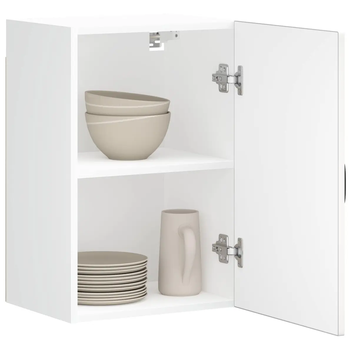 White Engineered Wood Kitchen Wall Cabinet Storage Cupboard with Doors