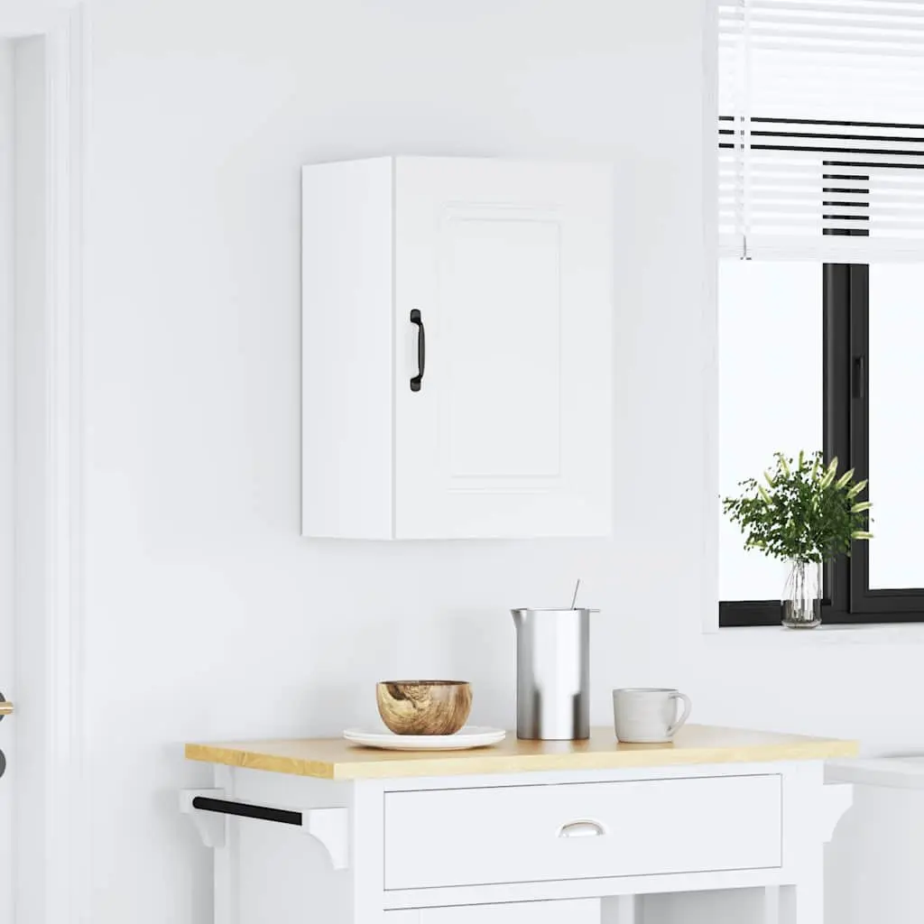 White Engineered Wood Kitchen Wall Cabinet Storage Cupboard with Doors
