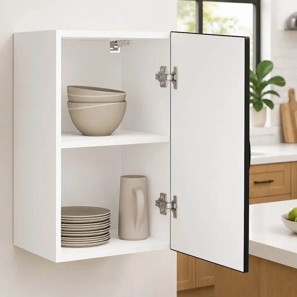 Black Engineered Wood Kitchen Cabinet