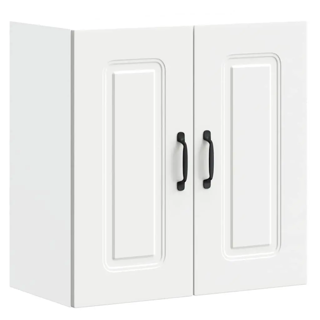Kitchen Wall Cabinet White Engineered Wood Storage Organizer with Doors