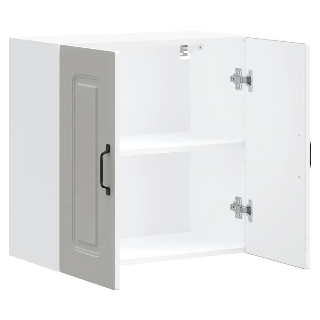 Kitchen Wall Cabinet White Engineered Wood Storage Organizer with Doors
