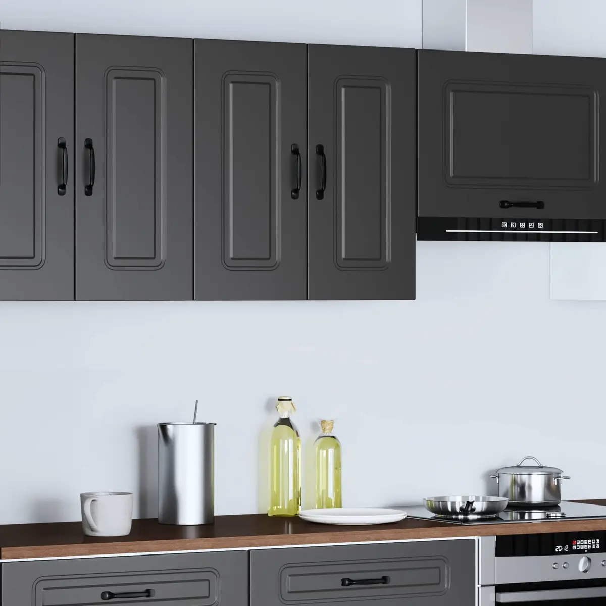 Engineered Wood Black Kitchen Wall Cabinet
