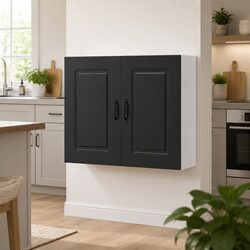 Engineered Wood Kitchen Cabinet: Black, Sturdy Design