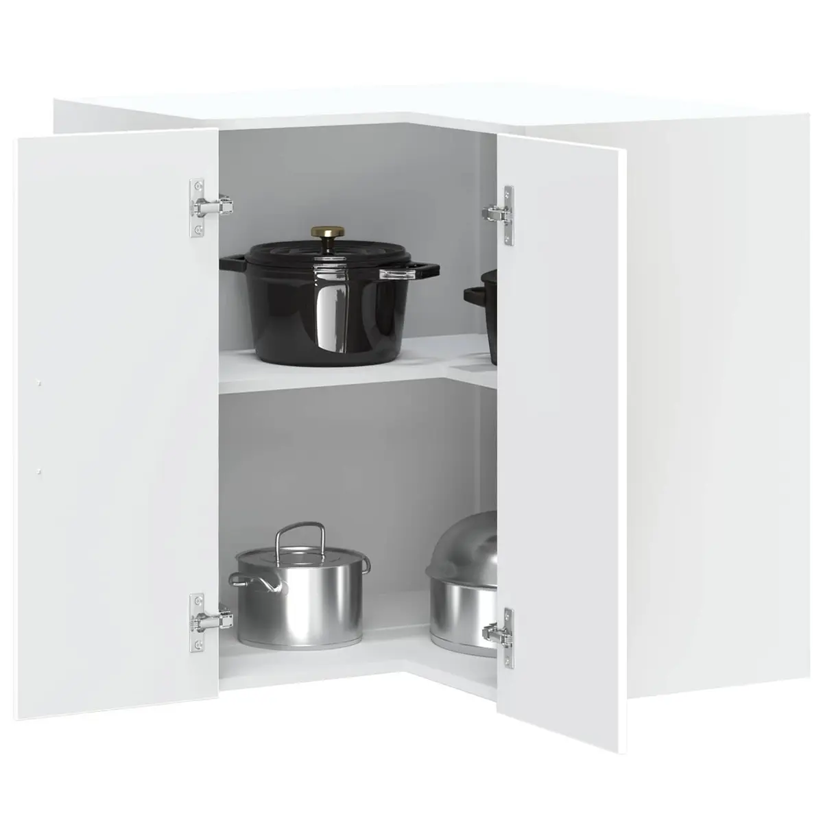 White Engineered Wood Kitchen Corner Cabinet Wall Mounted Storage Organizer