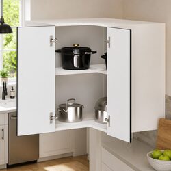 Kitchen Wall Corner Cabinet Black Engineered Wood Storage Cupboard Organizer
