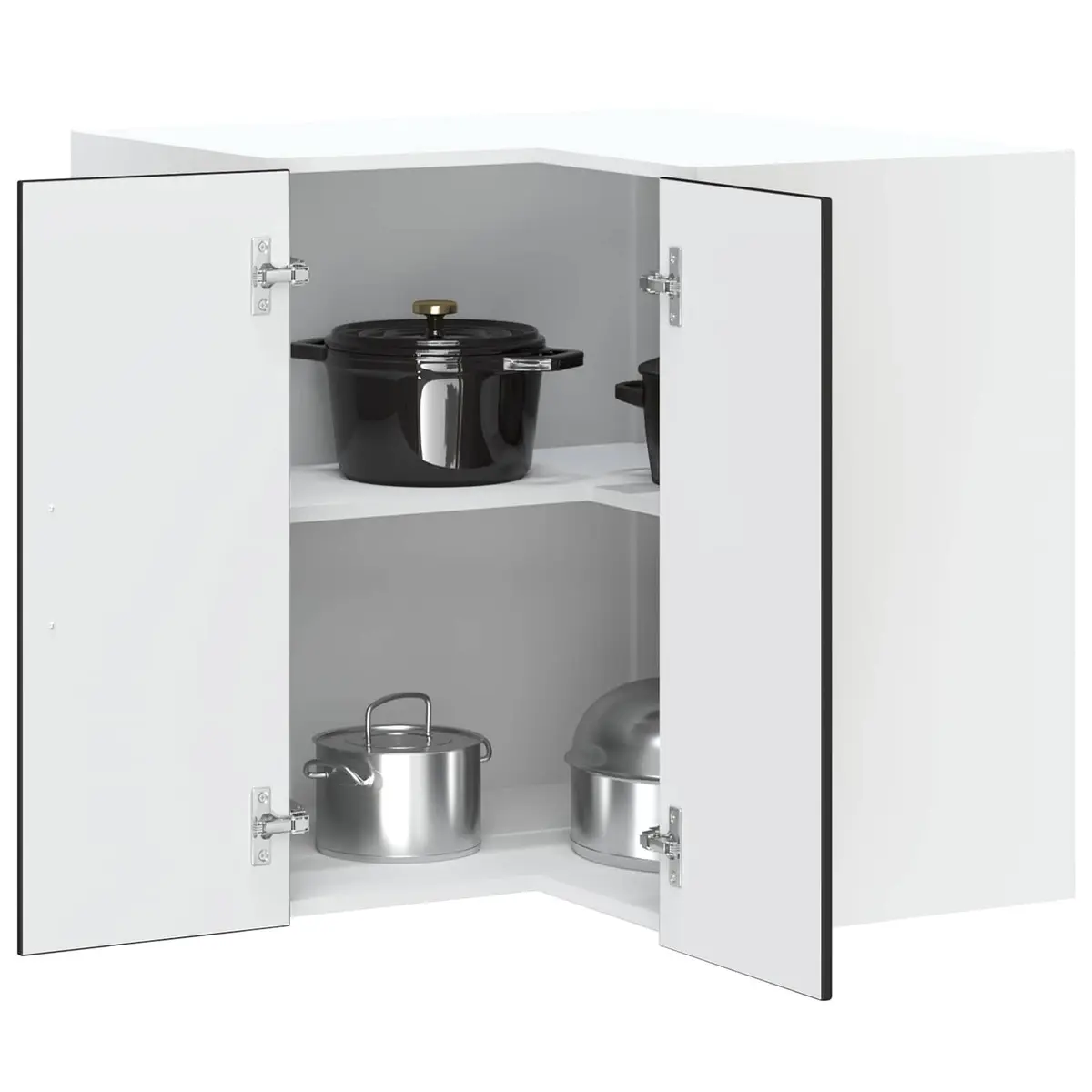 Kitchen Wall Corner Cabinet Black Engineered Wood Storage Cupboard