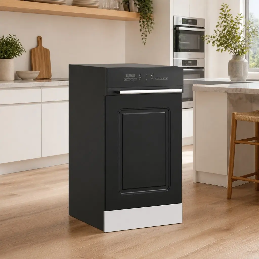 Dishwasher Front Panel Black 45x1.5x57cm, Engineered Wood