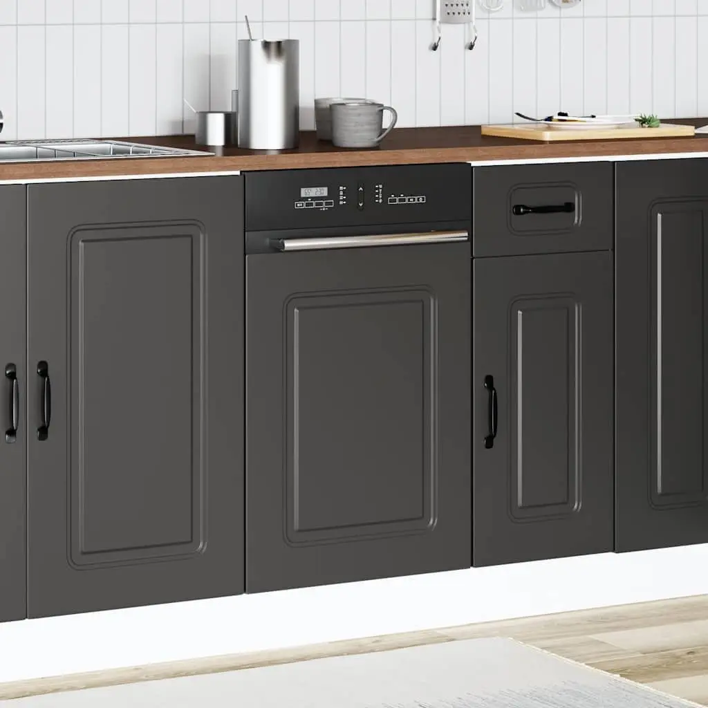 Dishwasher Front Panel Black 45x1.5x57cm, Engineered Wood