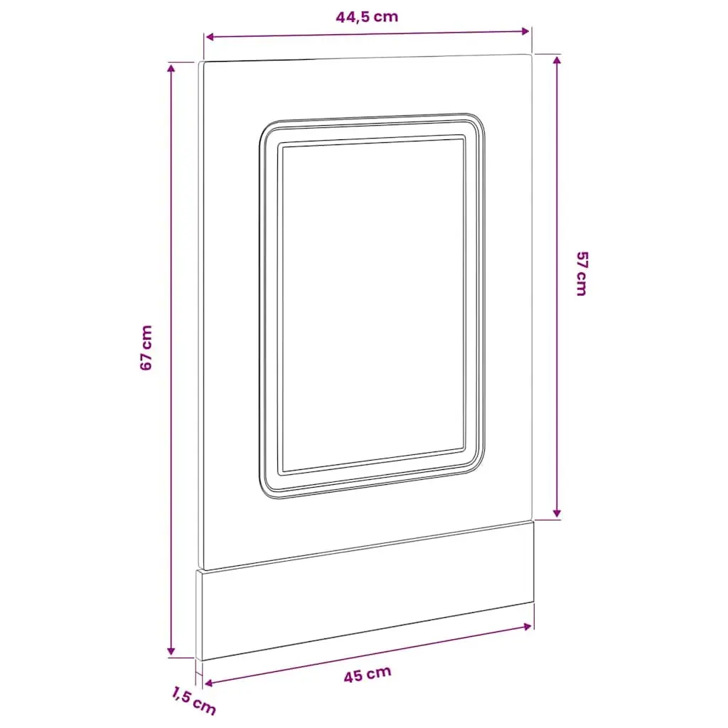 Dishwasher Front Panel Black 45x1.5x57cm, Engineered Wood