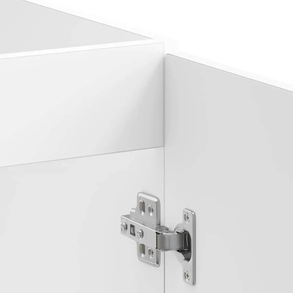 White Sink Base Cabinet Kitchen Storage Unit with Adjustable Feet Engineered