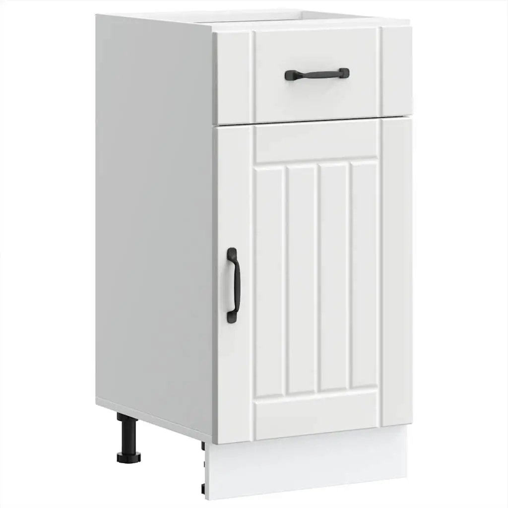 White Kitchen Base Cabinet Made of Engineered Wood